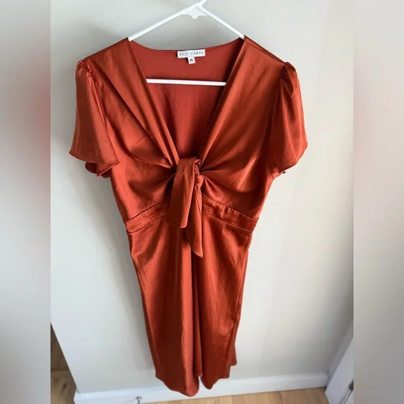 Baltic Born Poppy Satin Midi Dress - Rust Burnt Orange - Size Extra Large XL - Picture 7 of 14